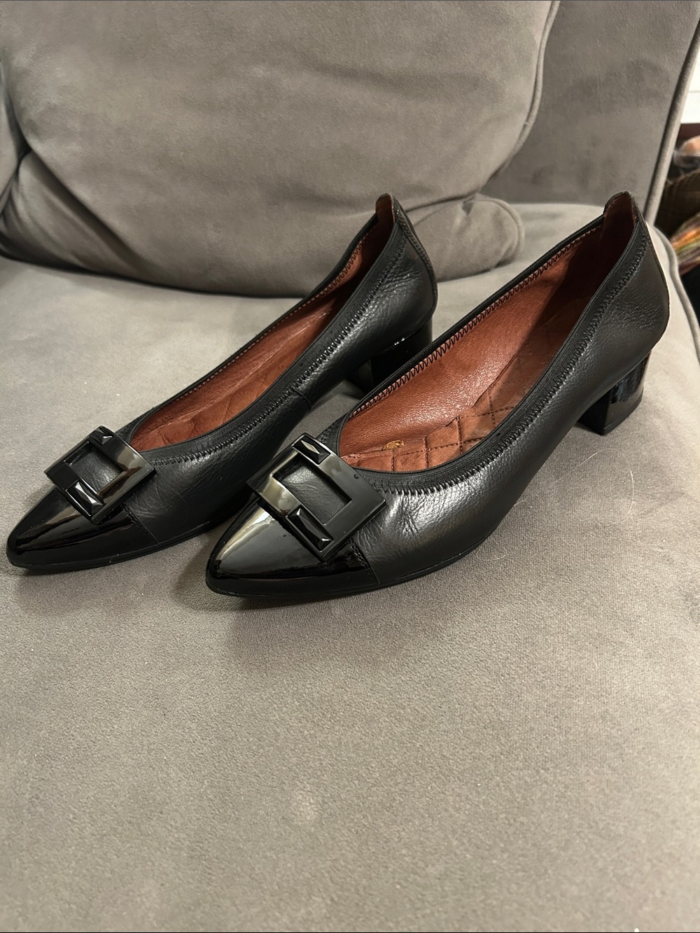 Hispanitas Joy is a Choice Pumps Black Patent Leather Point Toe Buckle Size 40